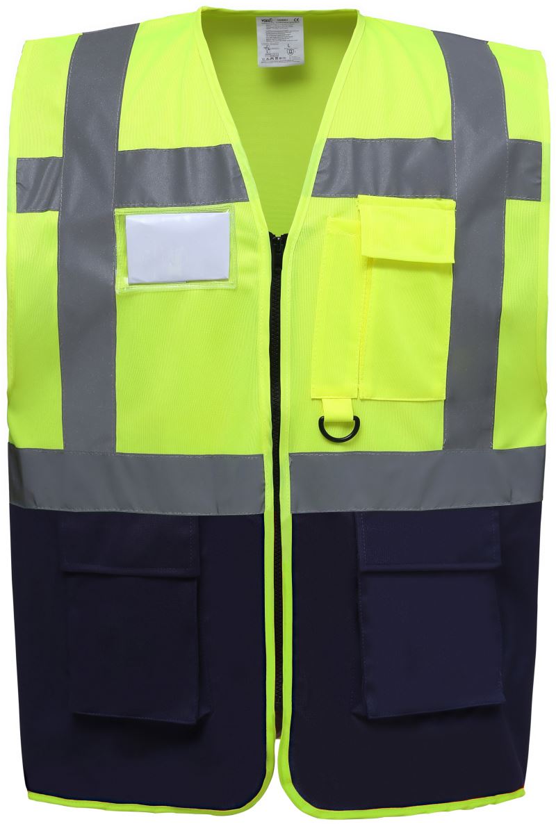 Levně Hi-Vis multifunkční vesta - hi vis yellow/navy
