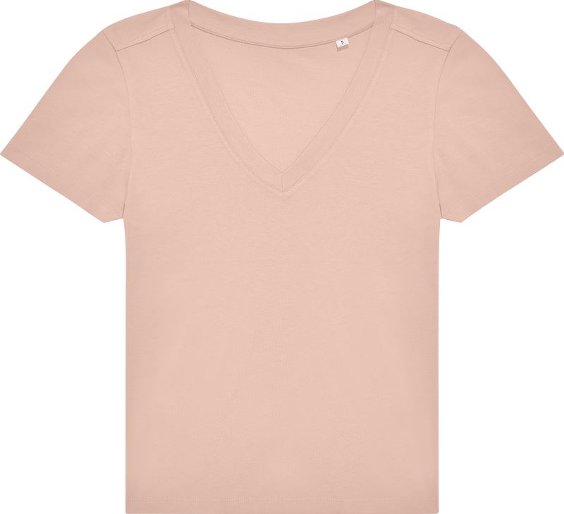 Levně Dámské tričko s výstřihem do V - soft rose