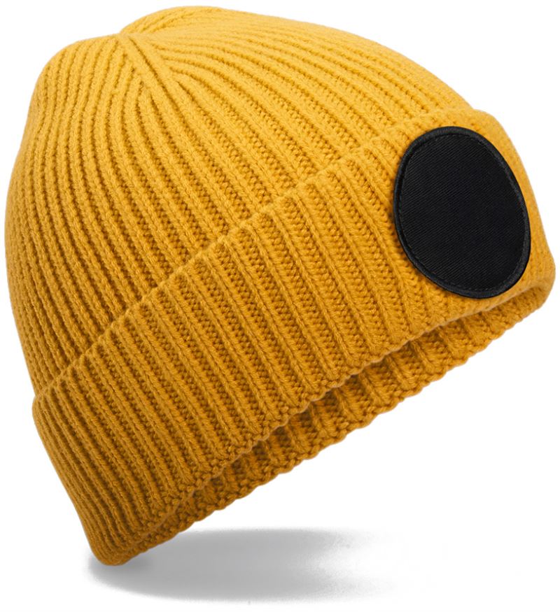 Levně Čepice s kruhovou nášivkou - mustard/black