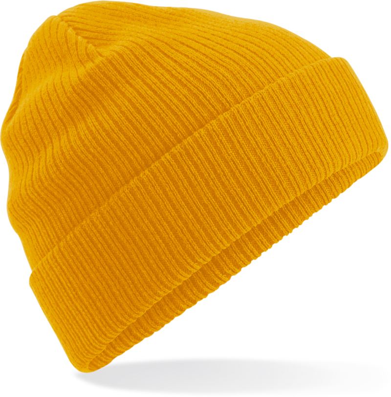 Levně Pletená čepice z bio bavlny - mustard