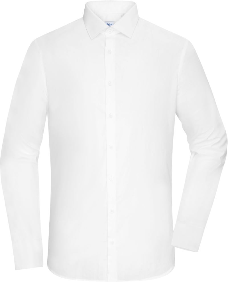 Levně Popelínová košile slim fit s dlouhým rukávem - white
