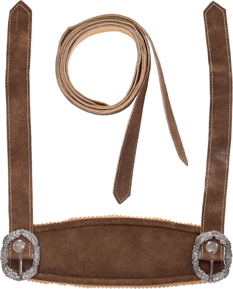 Levně Vyšívatelný náprsník ke koženým kalhotům - dark brown
