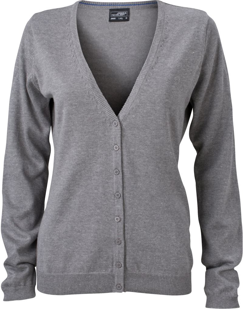 Levně Dámský pletený cardigan s výstřihem do V - grey heather