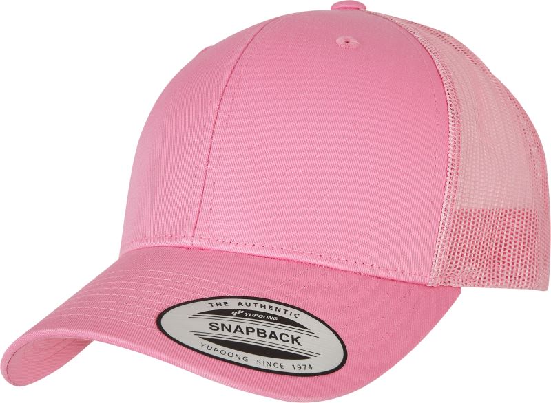 Levně 6 panelová vintage kšiltovka "Trucker" - pink