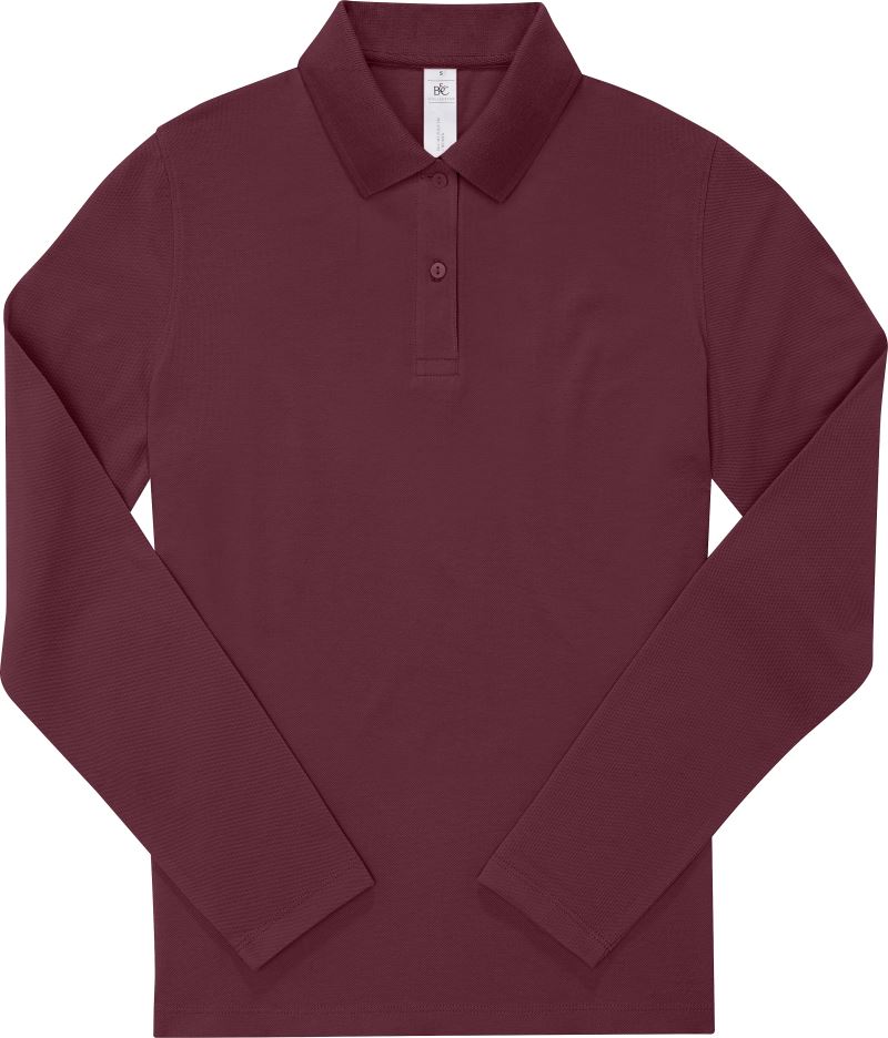 Levně Dámské piqué polo s dlouhým rukávem - burgundy