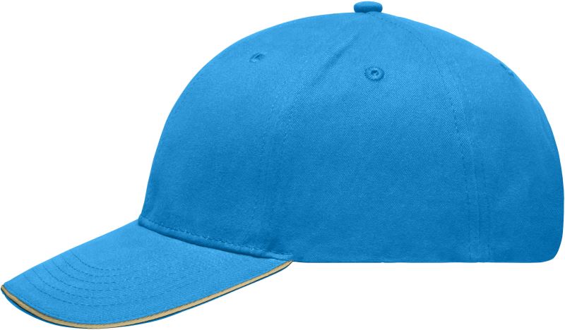 Lehce broušená 6 panelová sandwich kšiltovka - turquoise/beige