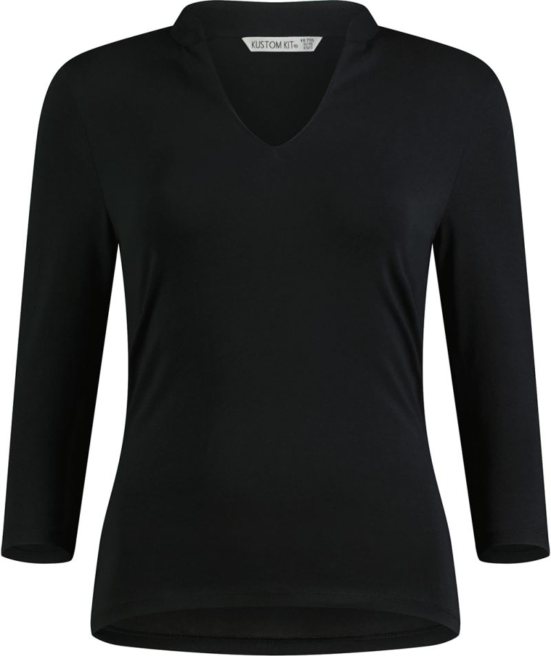 Levně Top s mandarin límečkem a 3/4 rukávem - black