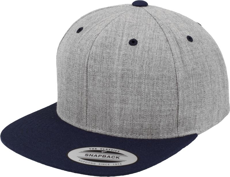 Levně 6 panelová Snapback kšiltovka - heather grey/navy