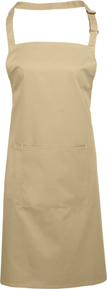 Levně Zástěra s laclem a kapsou na břiše "Colours" - khaki