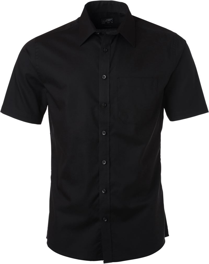 Levně Mikro keprová košile s krátkým rukávem - black