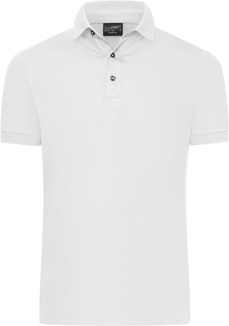 Levně Pánské Slim Fit žerzejové polo - white