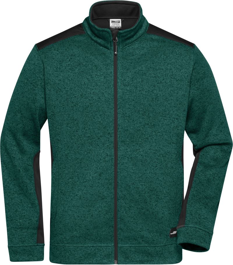 Levně Pánská pracovní bunda z pleteného fleecu - Strong - dark green melange/black