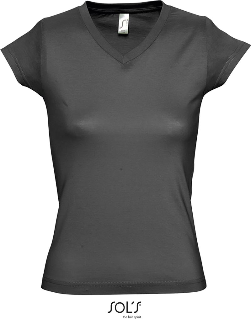Levně Dámské tričko s výstřihem do V - dark grey