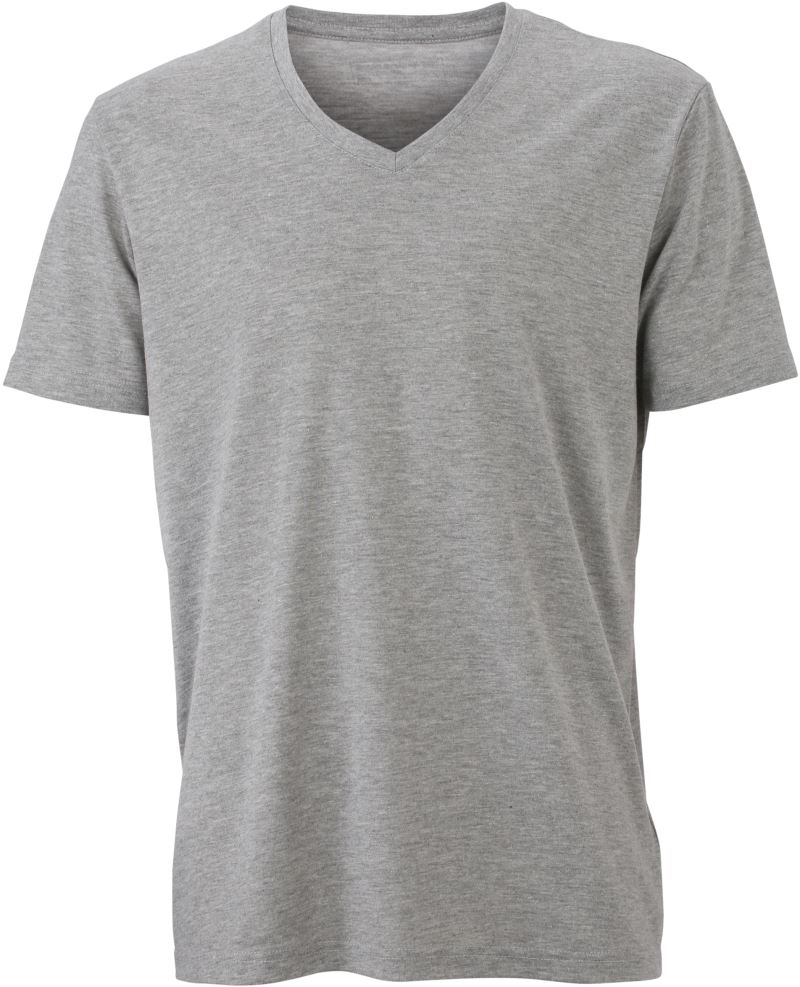 Levně Pánské melírované tričko s výstřihem do V - grey heather