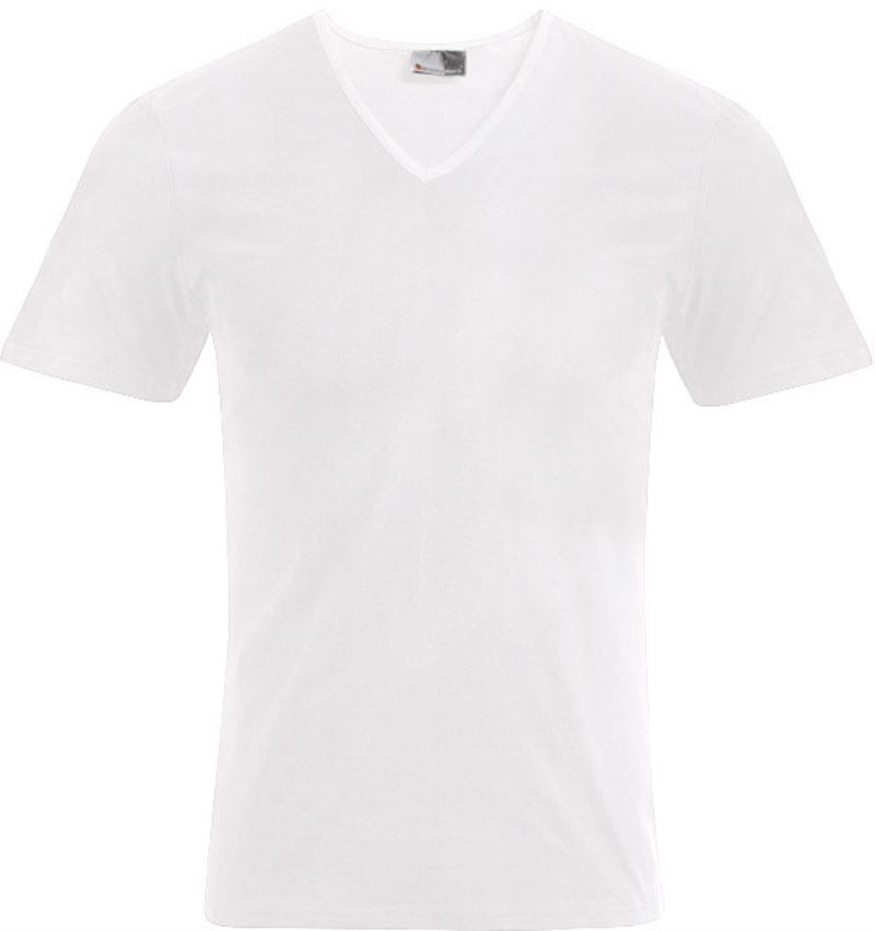 Levně Pánské tričko "Slim Fit" s výstřihem do V - white