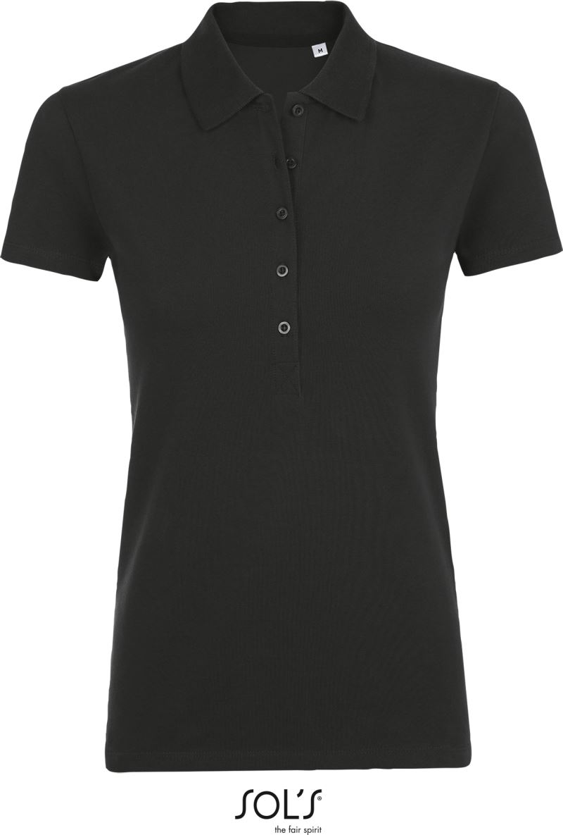 Levně Dámské elastické piqué polo - black