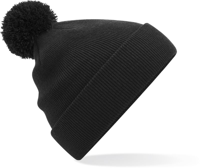 Dětská pletená čepice s bambulí - black