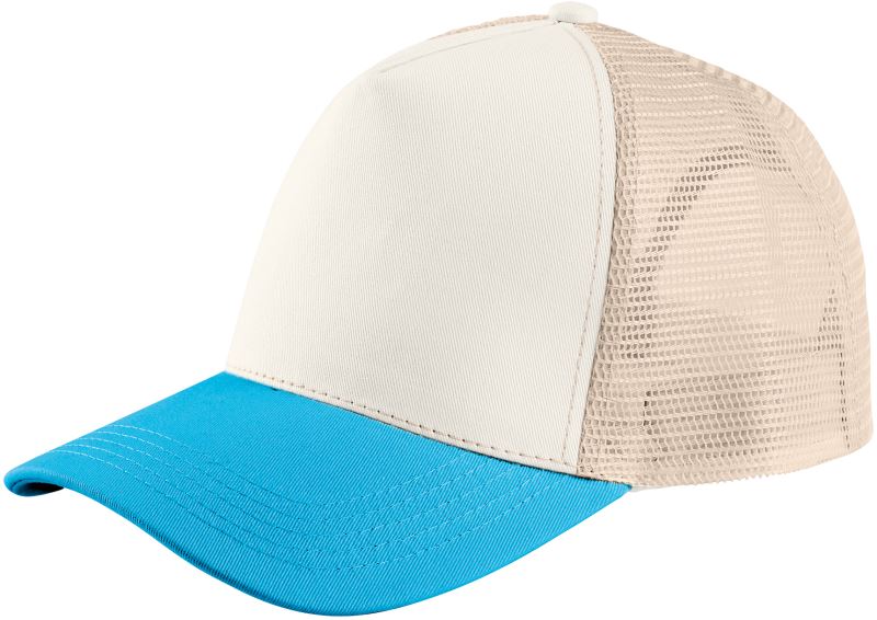 Levně 5 panelová Trucker kšiltovka - off white/aqua/linen