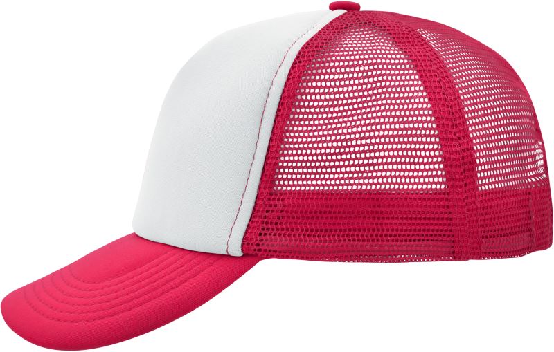 Levně 5 panelová polyesterová síťovaná kšiltovka - white/magenta