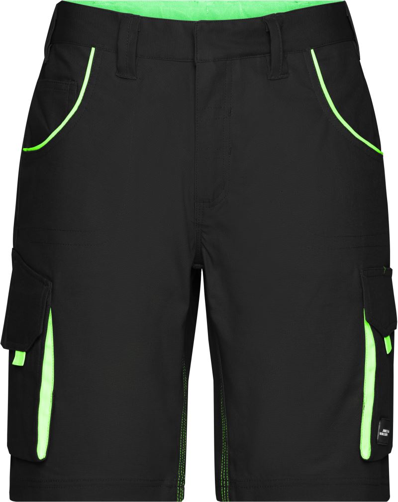 Levně Pracovní bermudy - Color - black/lime green