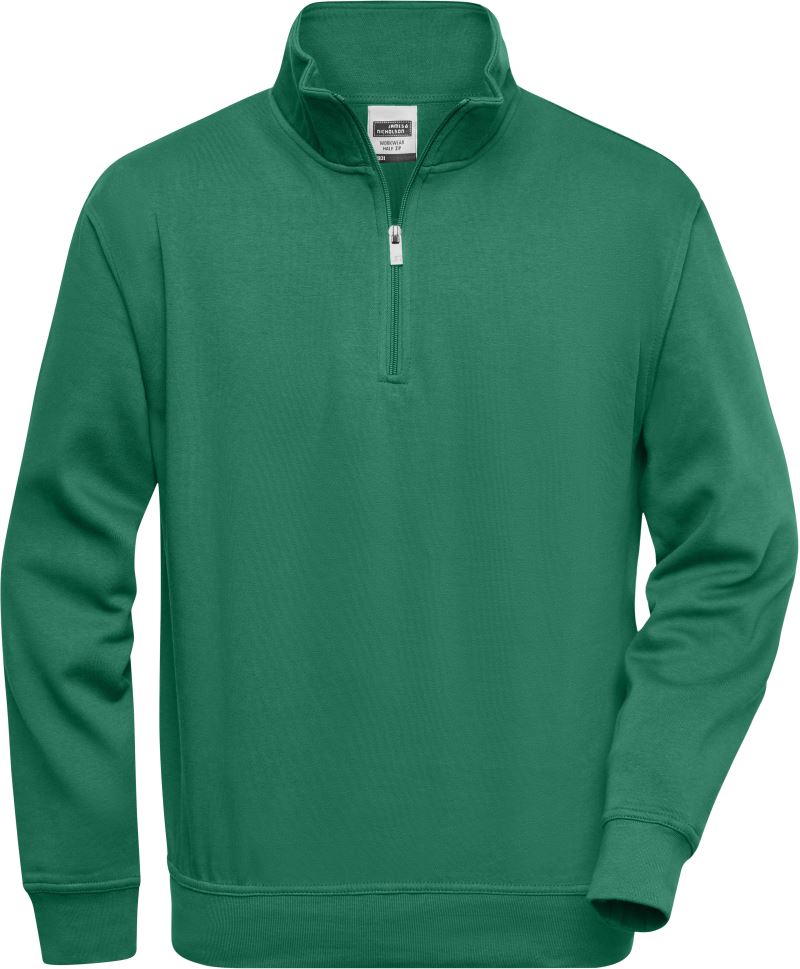 Levně Pracovní mikina s 1/4 zipem - dark green