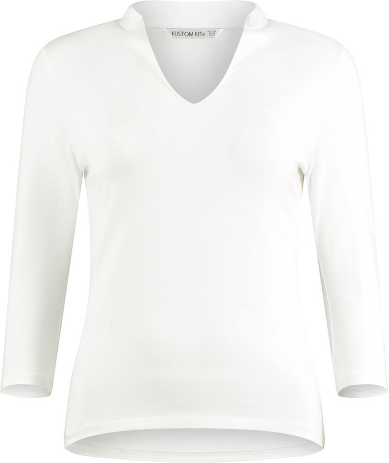 Levně Top s mandarin límečkem a 3/4 rukávem - white