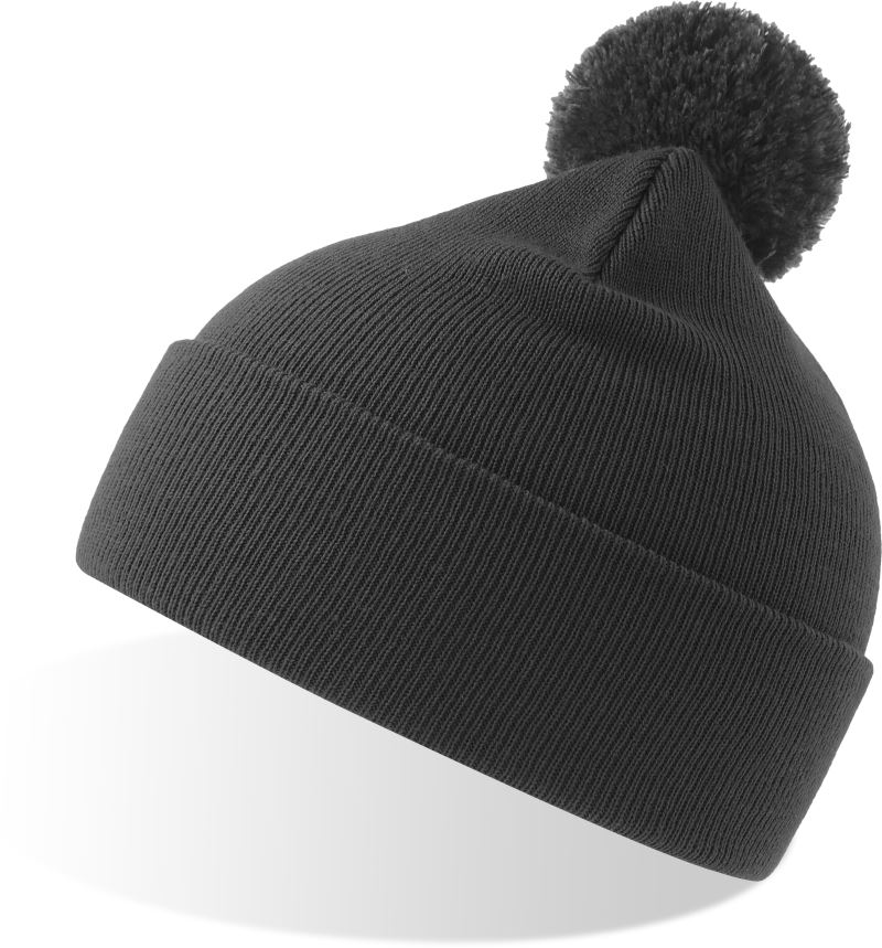 Levně Pletená čepice s bambulí - dark grey