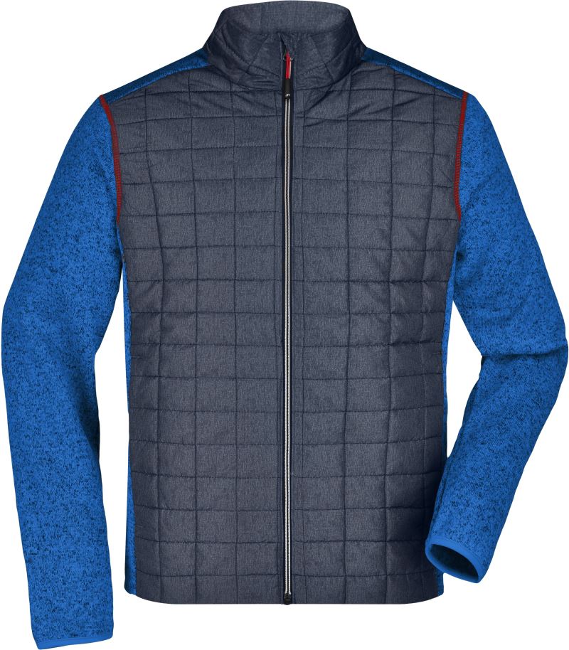 Pánská pletená hybridní bunda - royal melange/anthracite melange