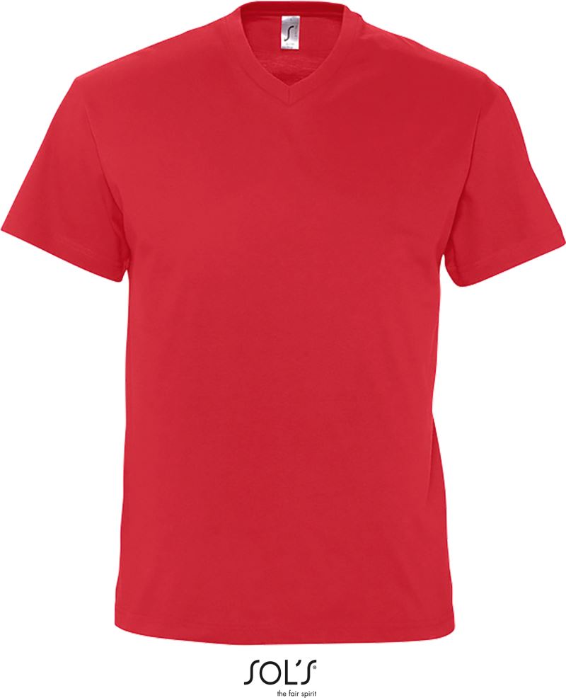 Pánské tričko s výstřihem do V - red