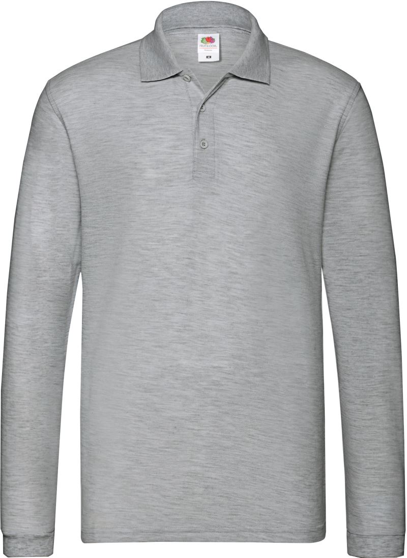 Levně Piqué polo s dlouhým rukávem - athletic heather