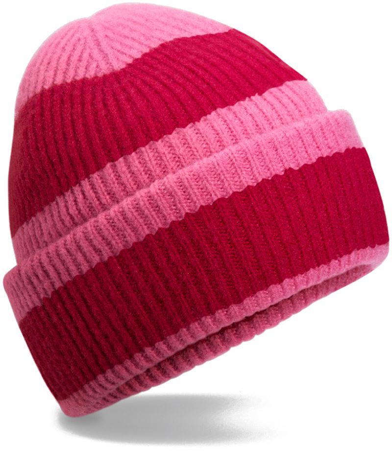 Levně Pletená čepice "Color Block" - true pink/classic red