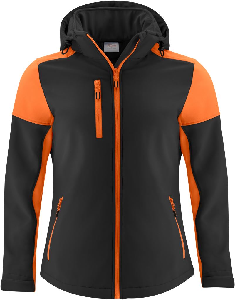 Levně Dámská softshellová bunda - black/orange