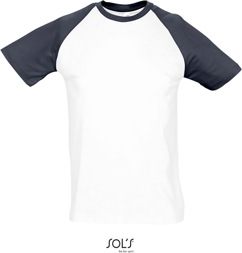 Levně Pánské 2-barevné raglánové tričko - white/navy