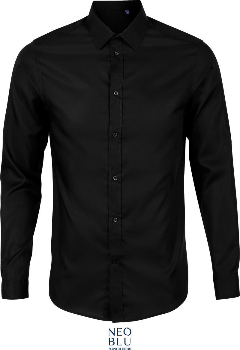Levně Mikro keprová košile s dlouhým rukávem - deep black