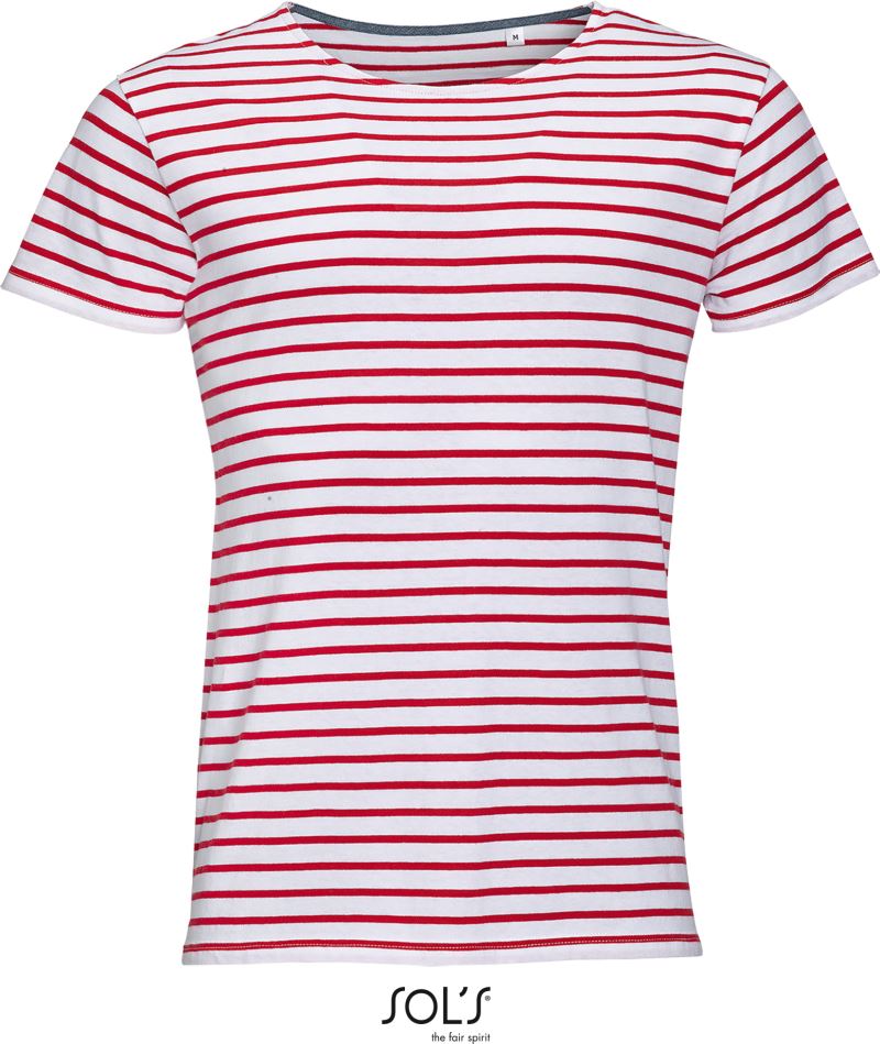 Levně Pánské pruhované tričko - white/red