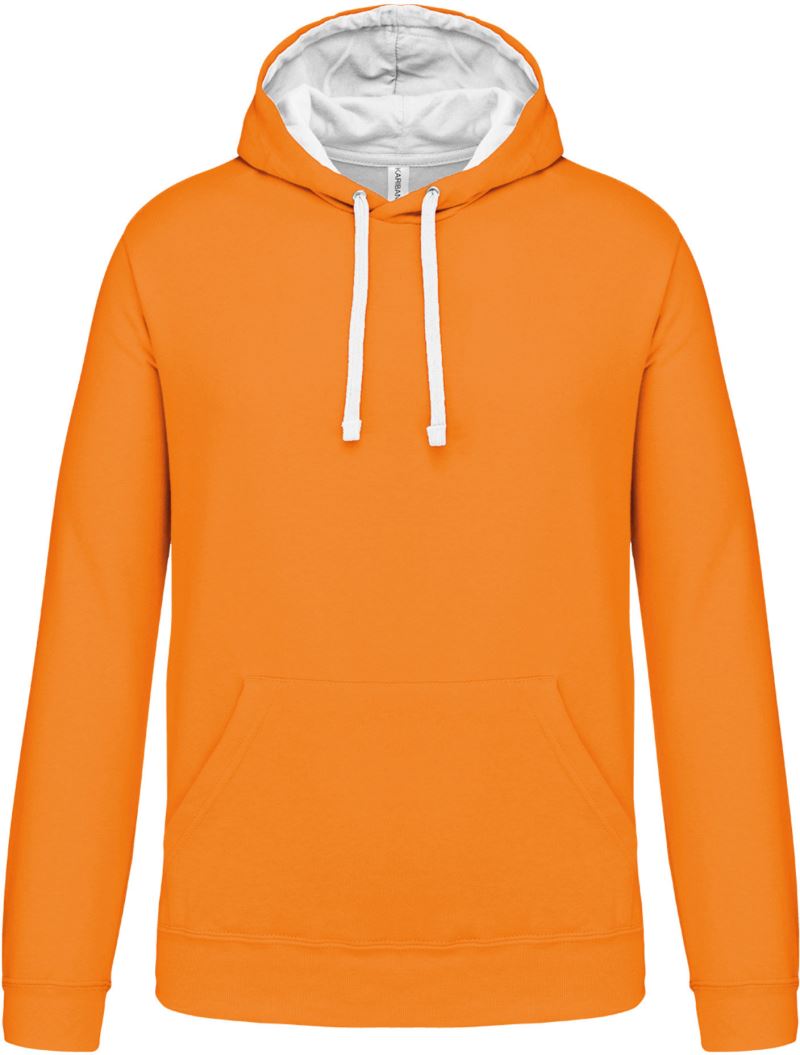 Levně Kontrastní mikina s kapucí - orange/white
