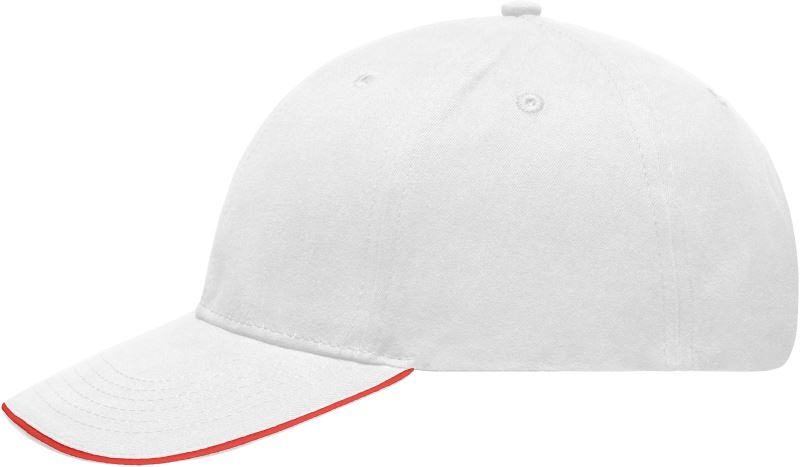 Lehce broušená 6 panelová sandwich kšiltovka - white/red