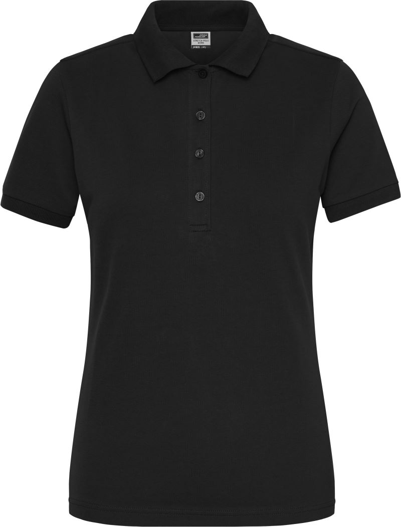 Levně Dámské pracovní elast. polo z bio bavlny - Solid - black