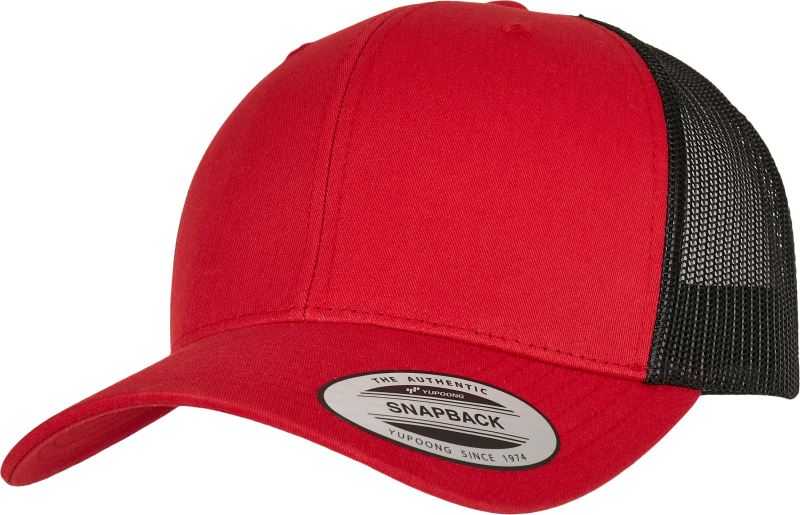 Levně 6 panelová vintage kšiltovka "Trucker" - red/black