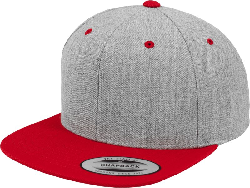 Levně 6 panelová Snapback kšiltovka - heather grey/red