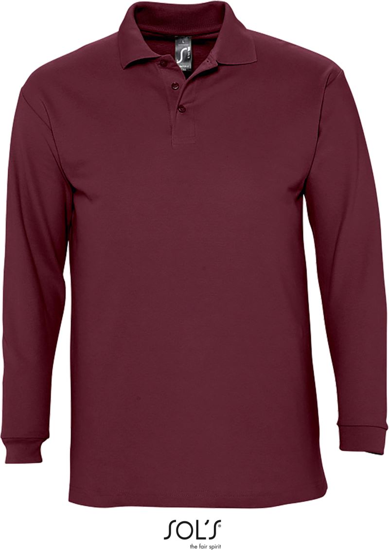 Levně Piqué polo s dlouhým rukávem - burgundy