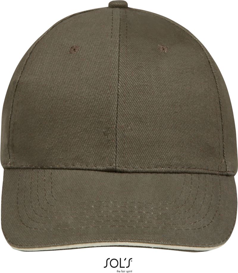 Levně 6 panelová baseballová kšiltovka - army/beige