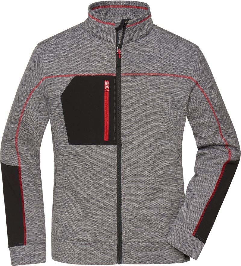 Levně Dámská pletená fleecová bunda - carbon melange/black/red