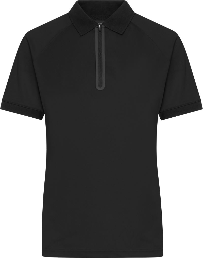 Levně Dámské piqué polo se zipem - black/black