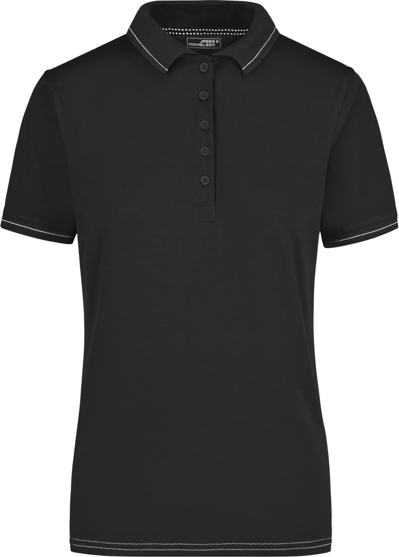 Levně Dámské žerzejové elastické polo - black/white