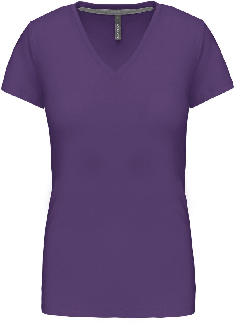 Levně Dámské tričko s výstřihem do V - purple