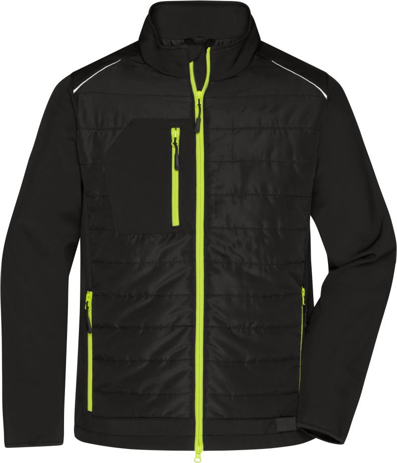 Levně Pánská hybridní bunda - black/neon yellow