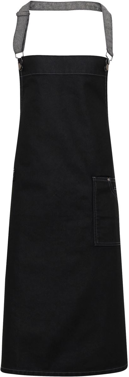 Levně Denim zástěra s laclem "District" - black denim