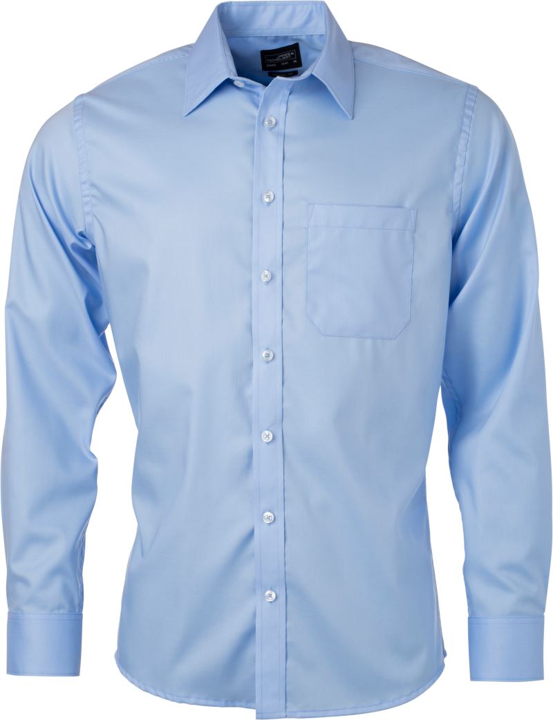 Levně Mikro keprová košile s dlouhým rukávem - light blue