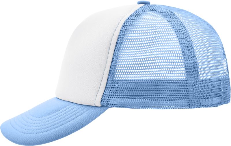 Levně 5 panelová polyesterová síťovaná kšiltovka - white/light blue